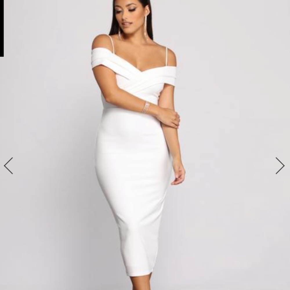 White midi dress